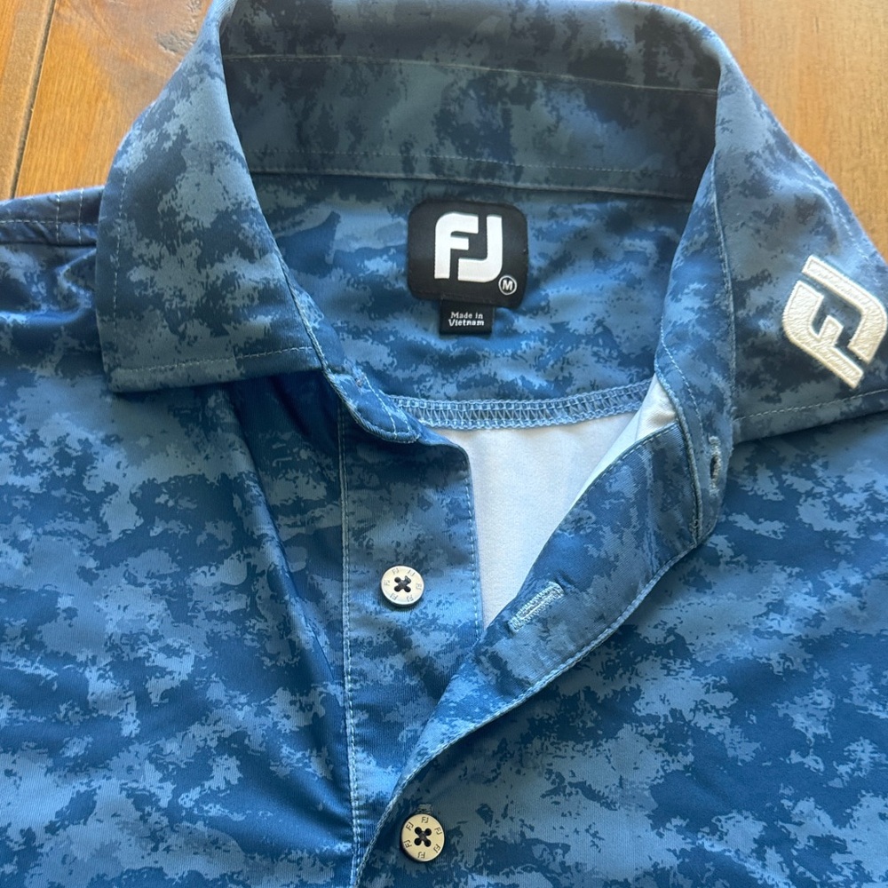 FJ Men's Patterned Blue Button Down Shirt